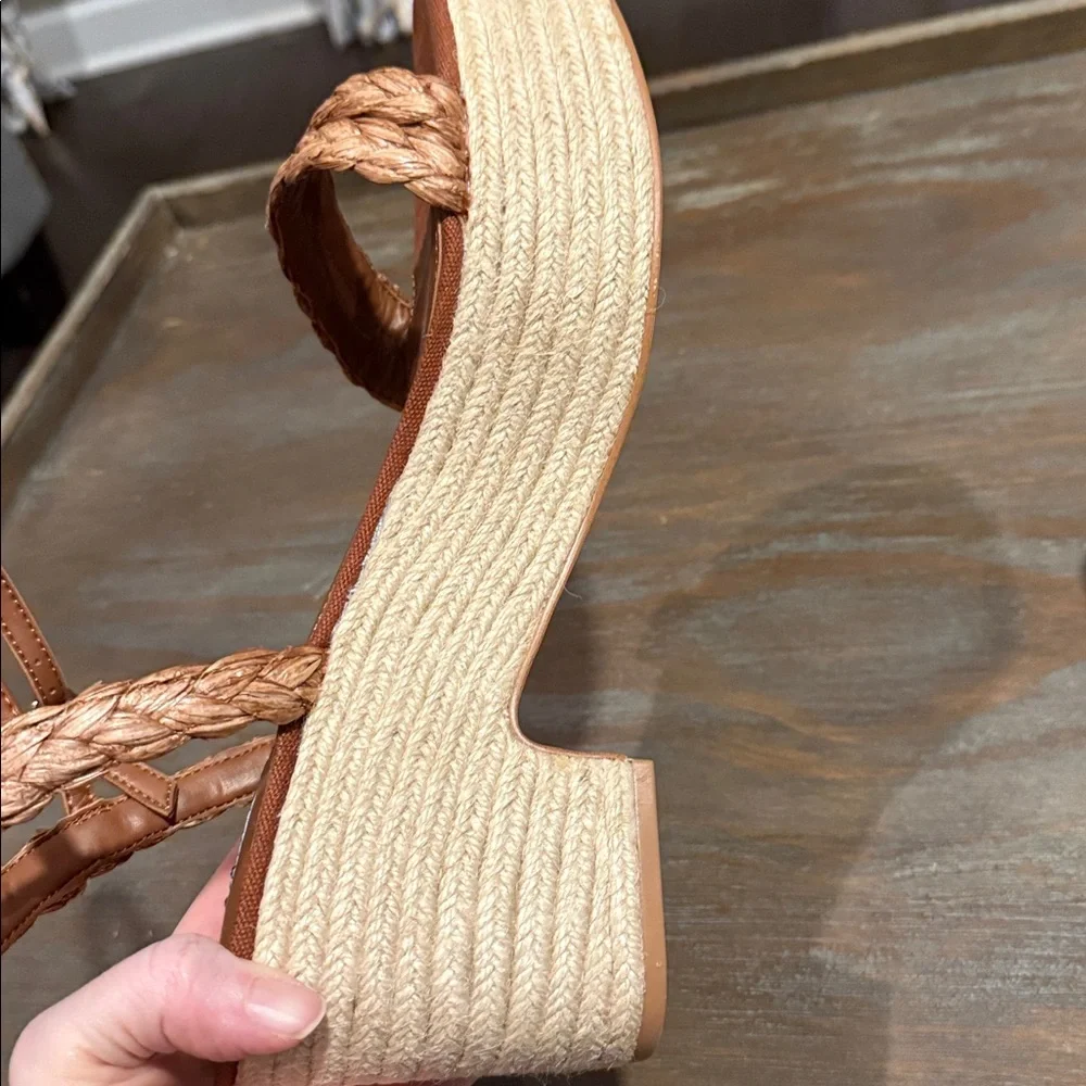 Nine West Espadrille Platform Sandals Size‎ 12 Tan Boho Summer Wedge New NWOB